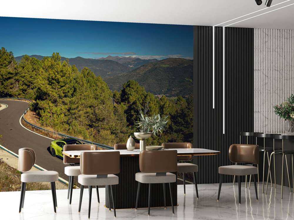 Limegrøn BMW på bjergvej