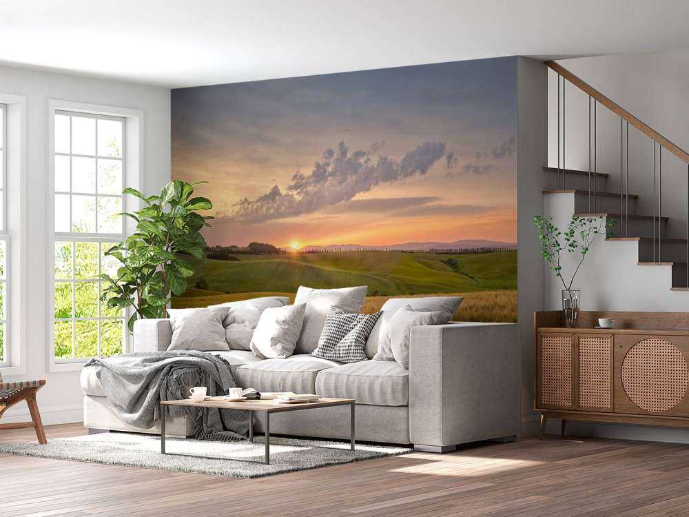 Solnedgang i italiensk landskab