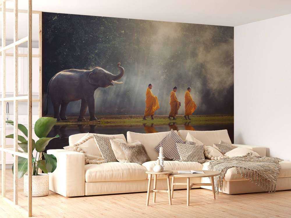 Elefant og buddhister