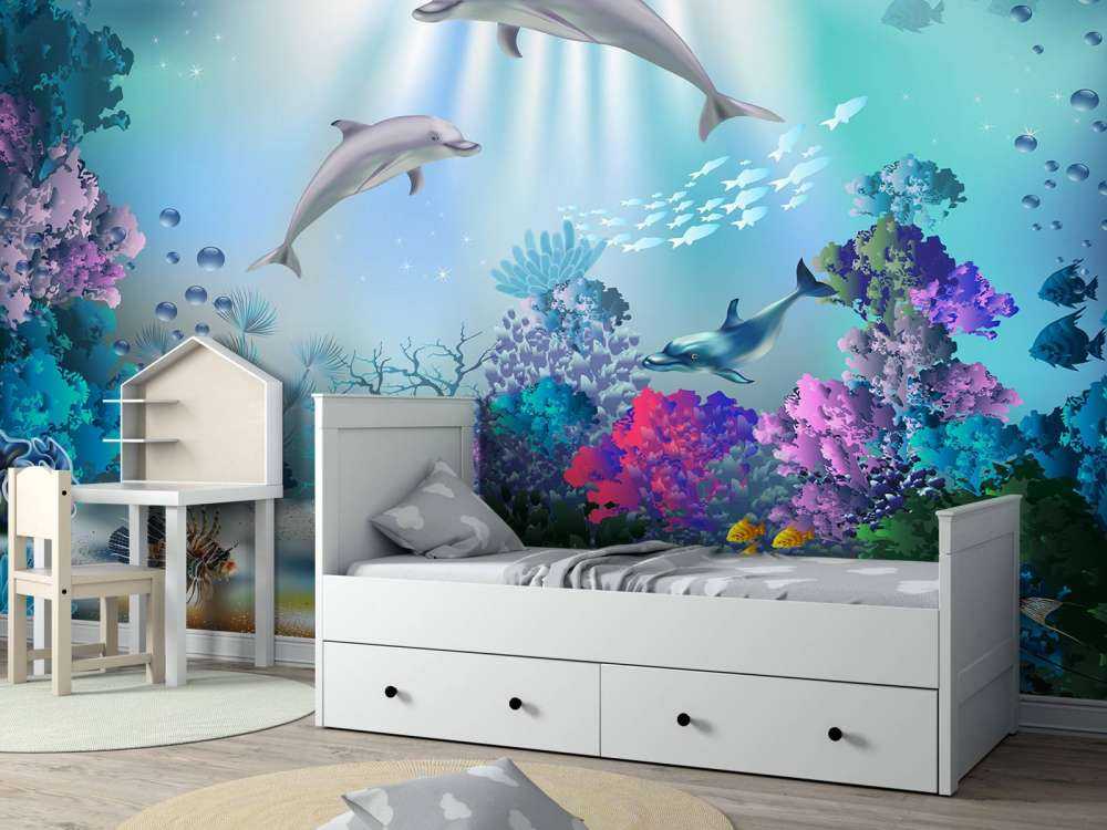 Undervandsverden med delfiner