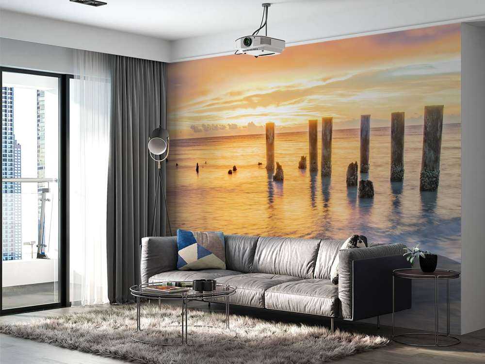 Roligt hav ved solopgang