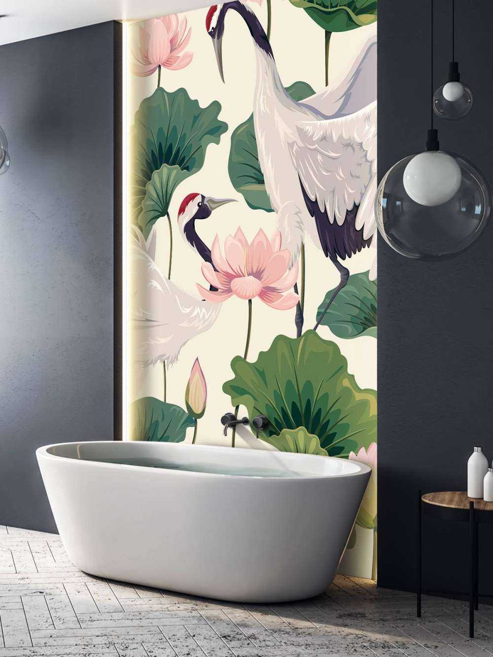 Kraanvogel paar met lotus