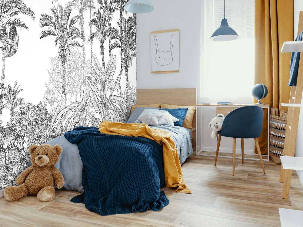 Tegnet jungle i sort og hvidt