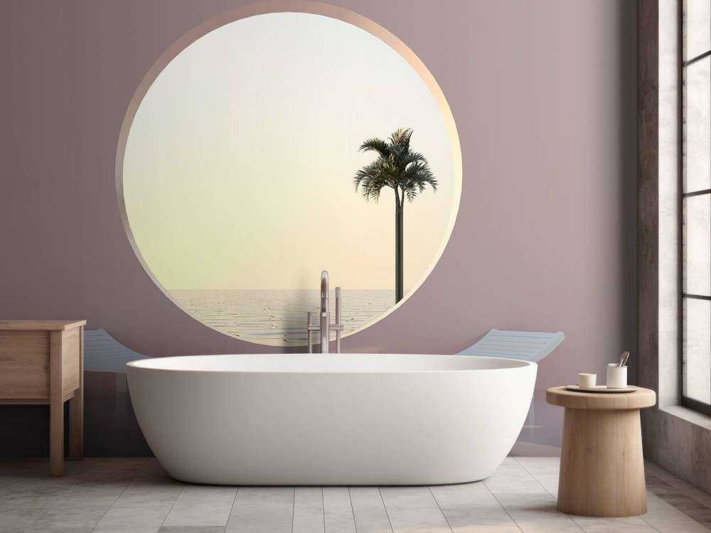 Pink væg med cirkel