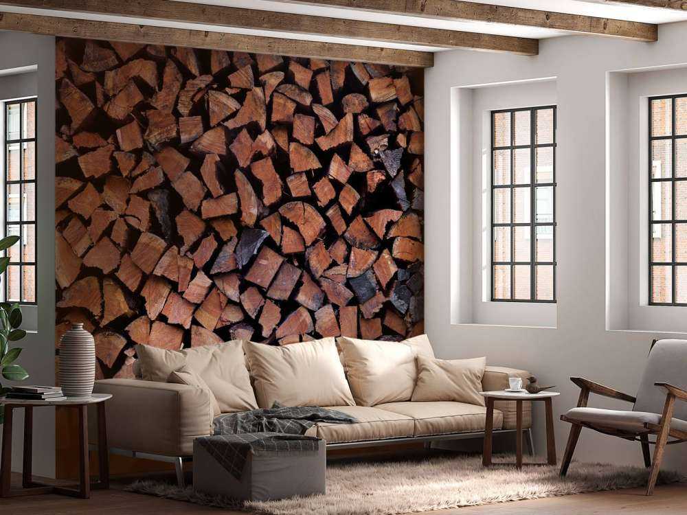 Flækket og stablet træ