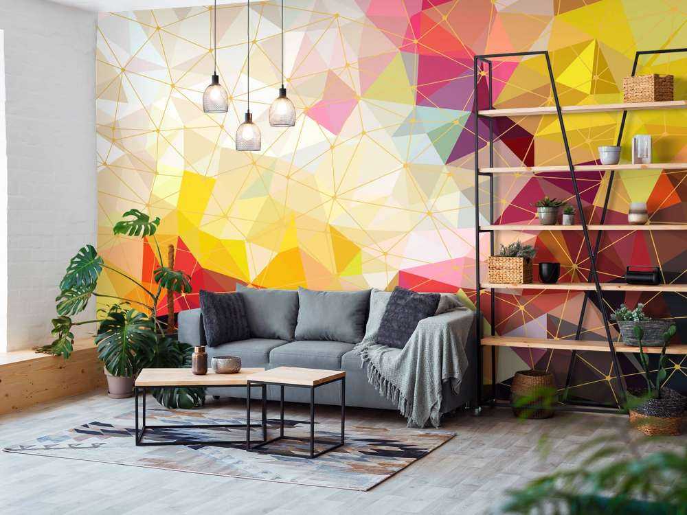 Tryck av färgglada trianglar