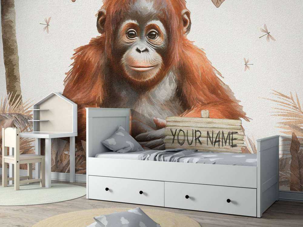 Ung orangutang i djungeln taupe