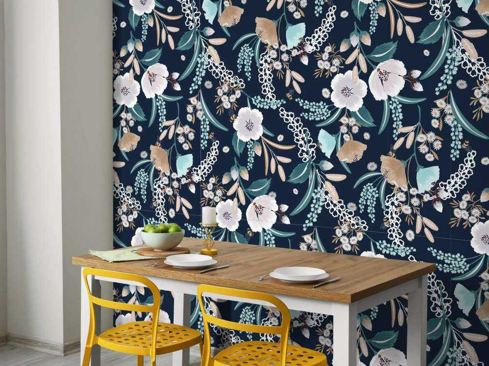 Blomsterträdgård vid midnatt