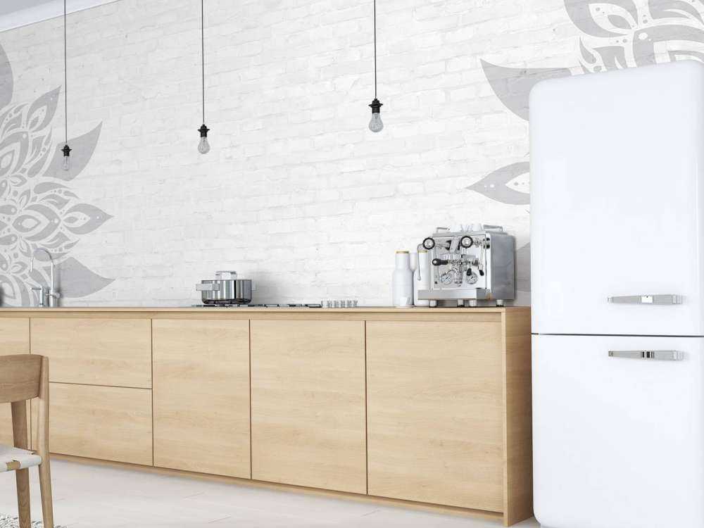 Grå vit mandala blomning