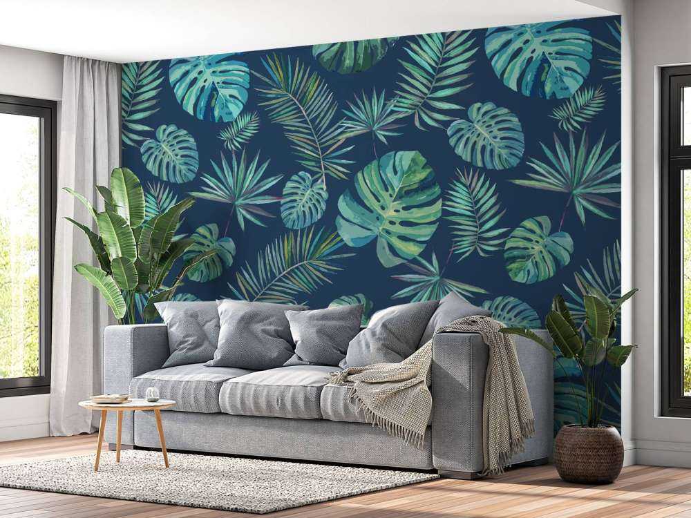 Palmblad och monstera