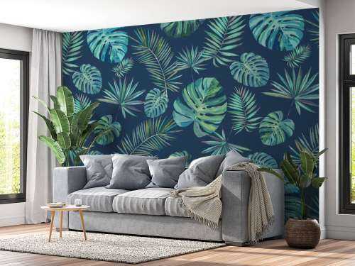 Palmblad och monstera