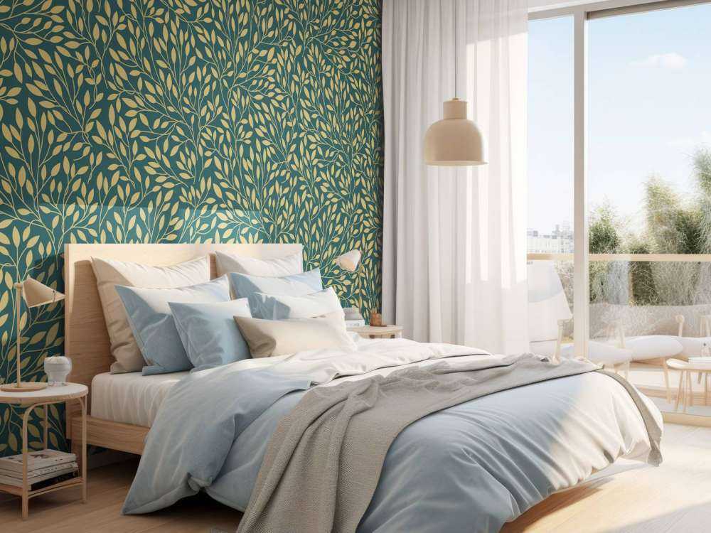 Lyxigt blommönster gult guld