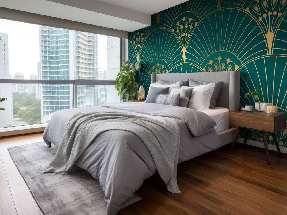 Art deco-fläkt i teal