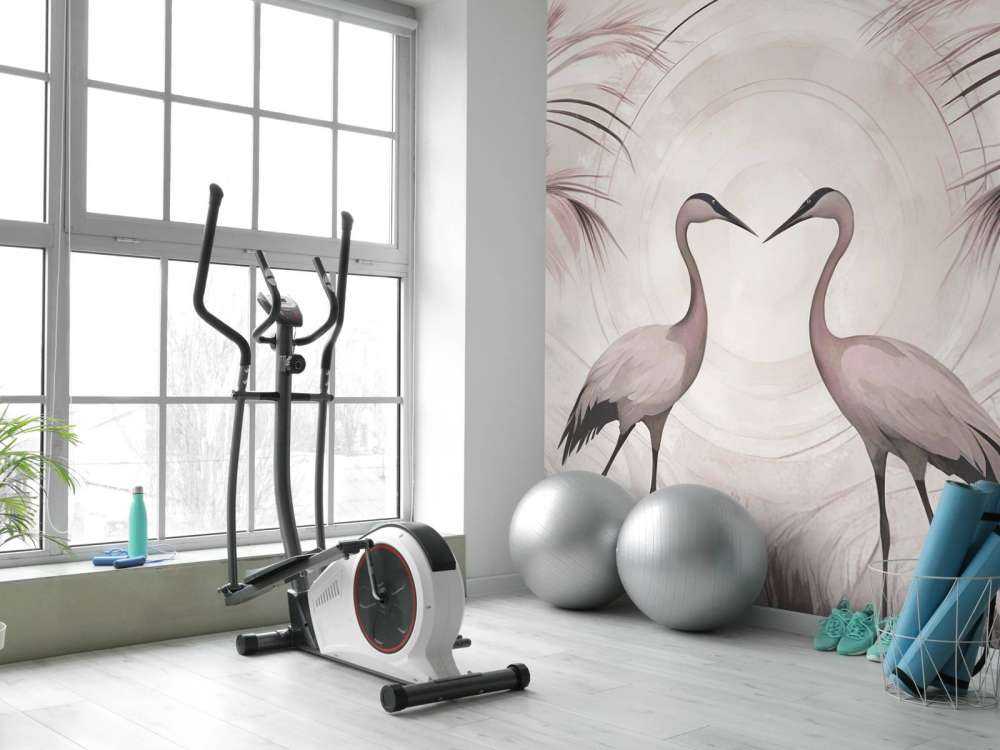 Kranar vid solnedgången rosa