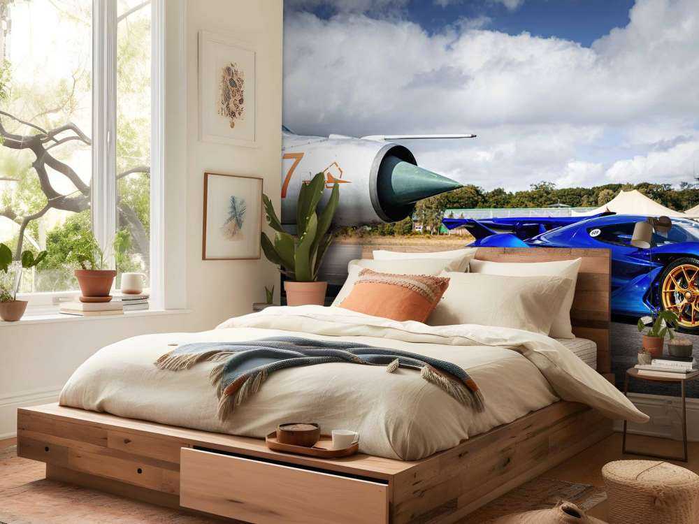 Futuristisk superbil på flygplats