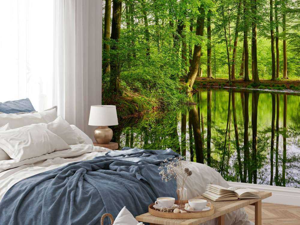 Trädens reflektion i vatten