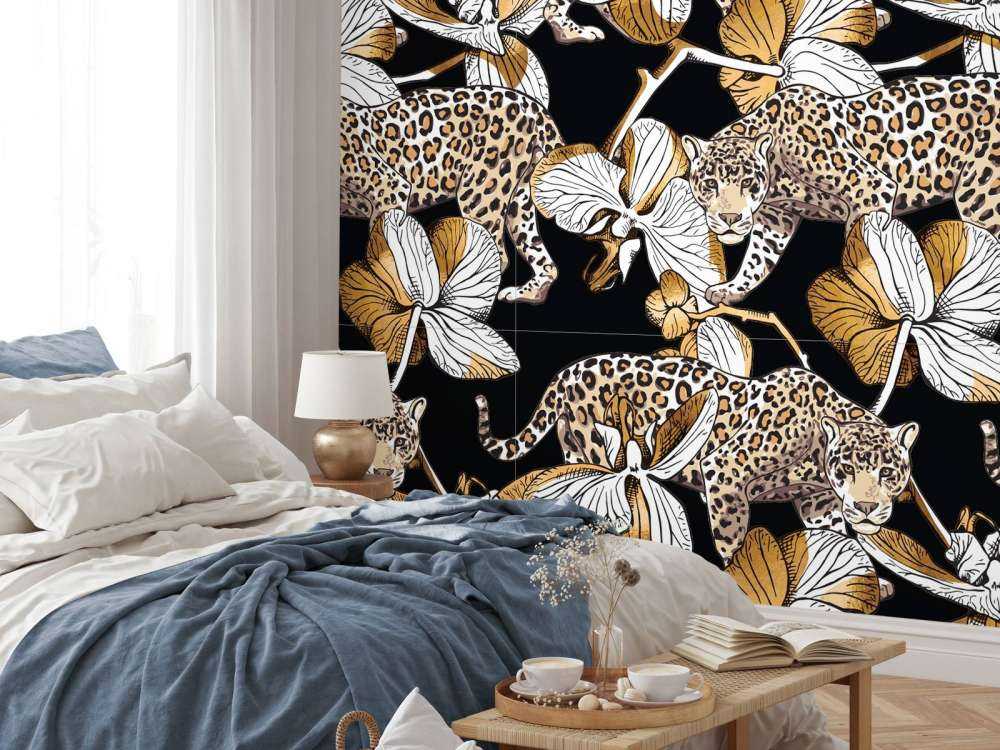 Jaguarer mellan orkidéer