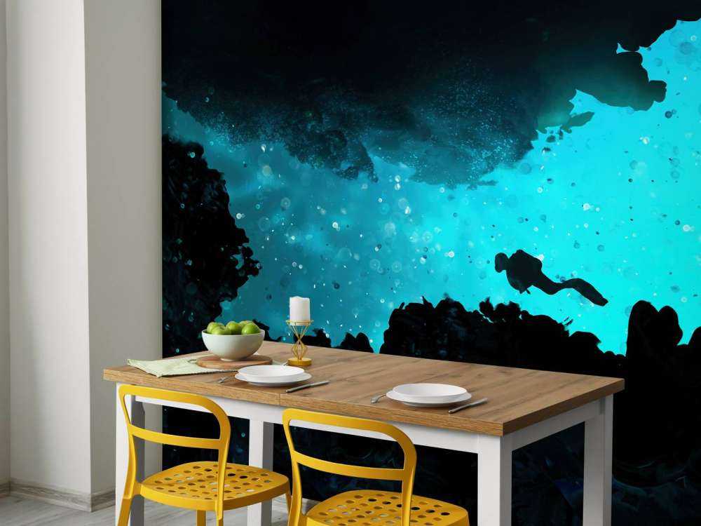 Smal grotta med dykare