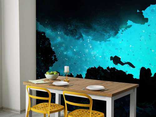 Smal grotta med dykare