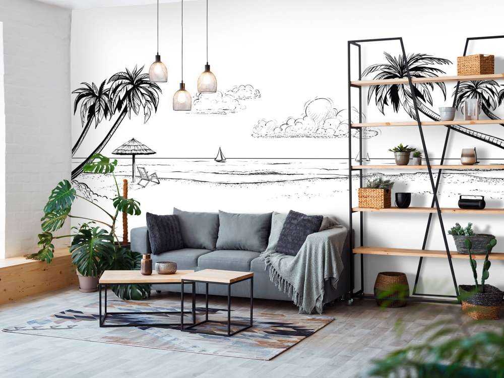 Stranden i svartvitt