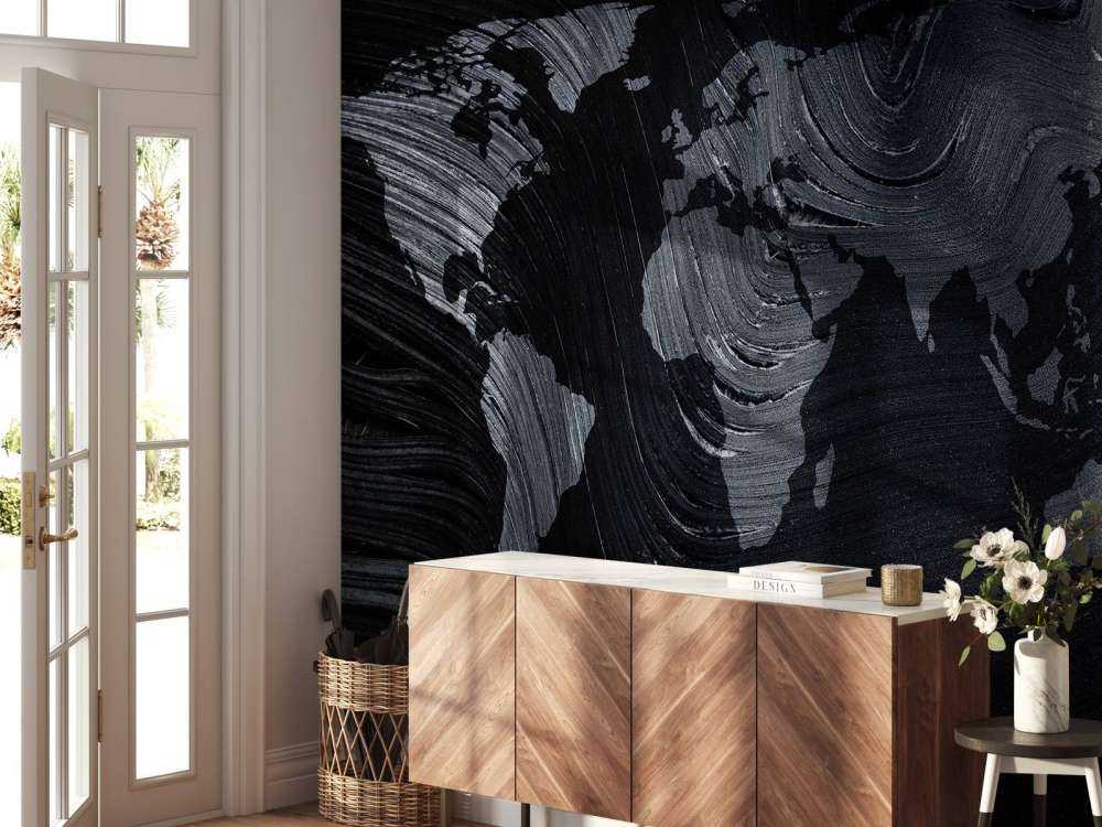 Verdenskort på et palmeblad