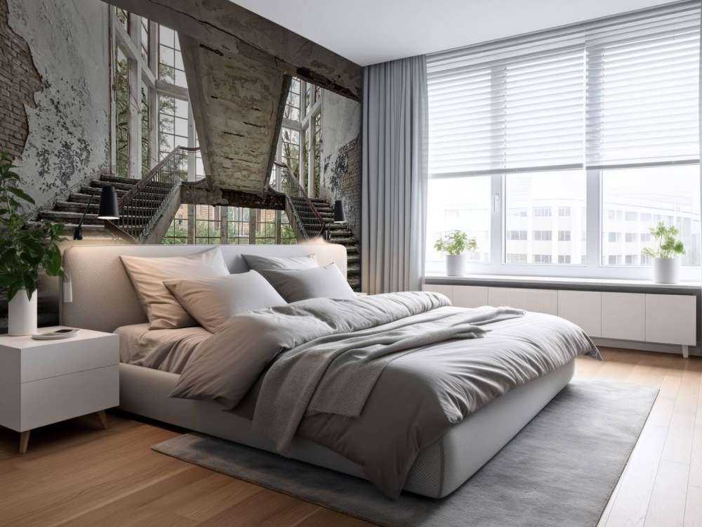 Trappeopgang i en forladt skole