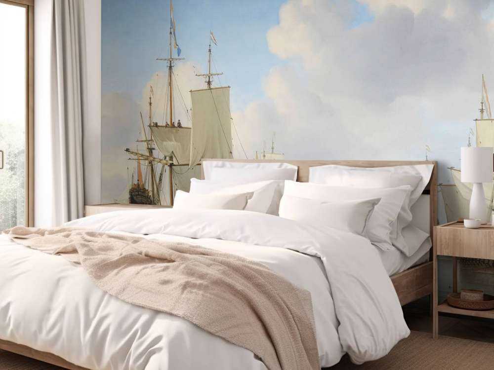 Fototapet Rijksmuseum. Hollandske skibe på et roligt hav.