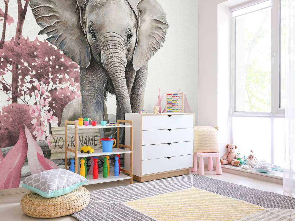 Elefant i junglen lyserød