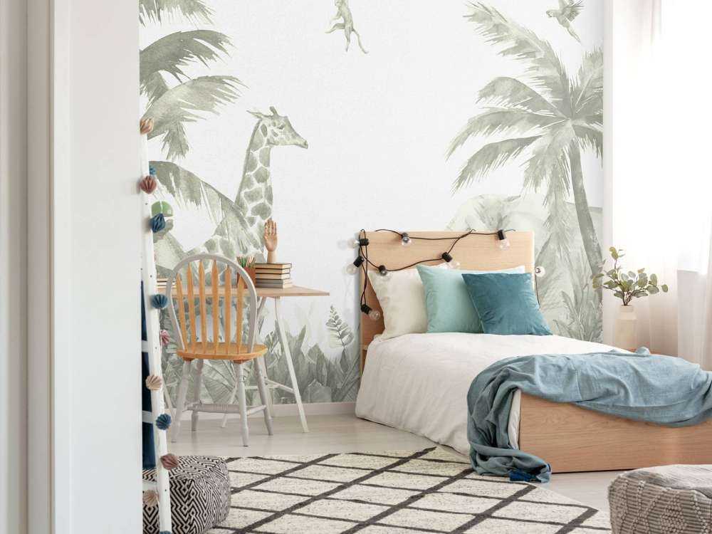 Forskellige jungledyr i grønt