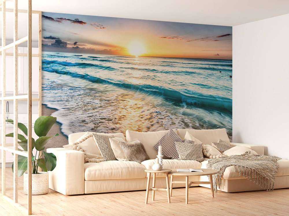 Zonsondergang boven zee