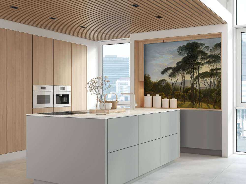 Italiensk landskab med parasol fyrretræer