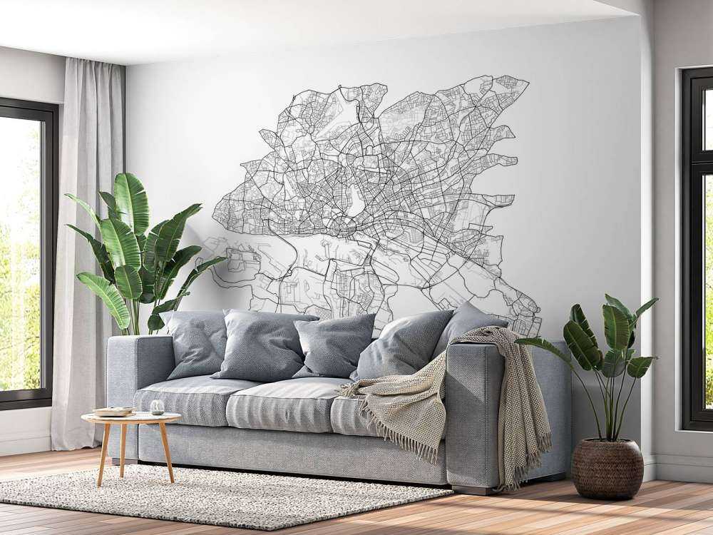 Karta över Hamburg, vit