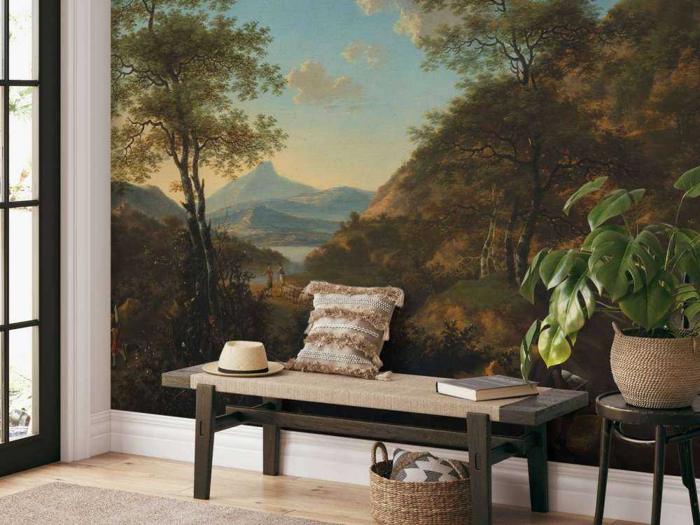 Italienska landskap med konstnär