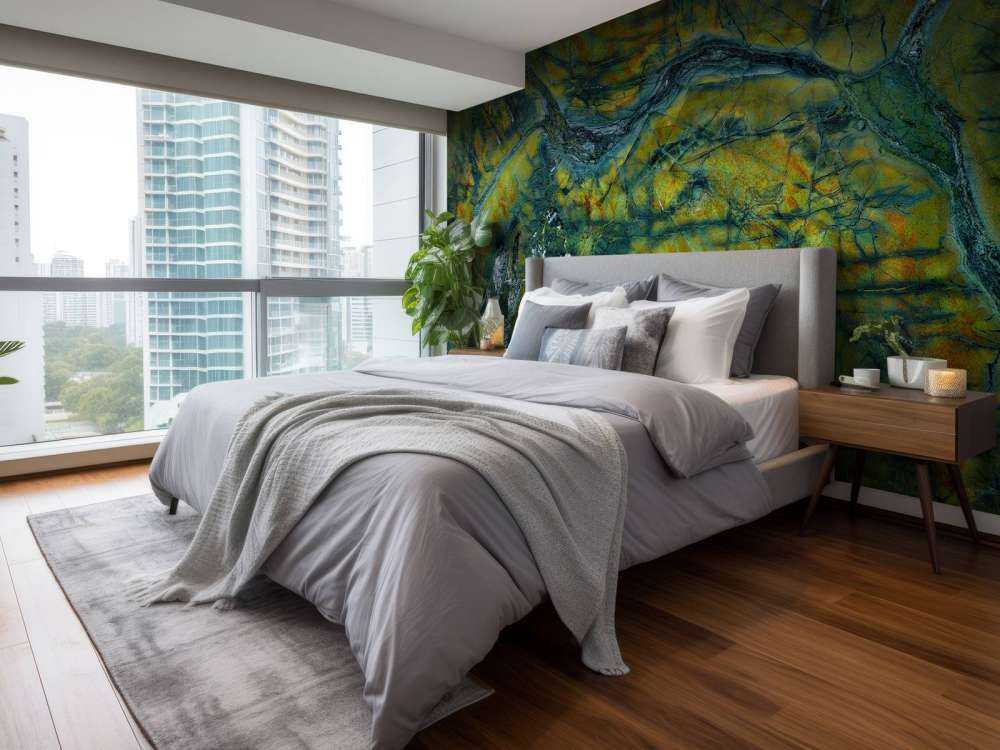 Grön marmor med orange