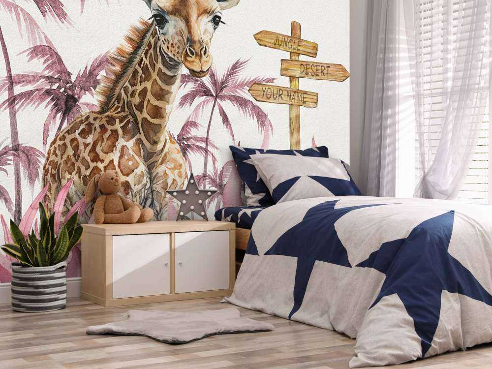 Giraffunge i djungeln rosa