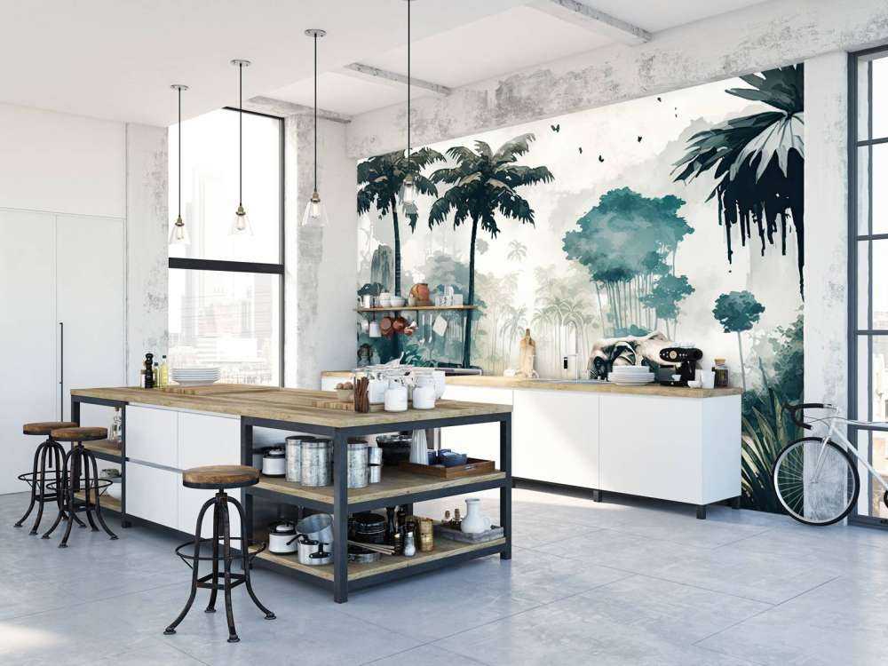 Tropisk djungel i akvarell