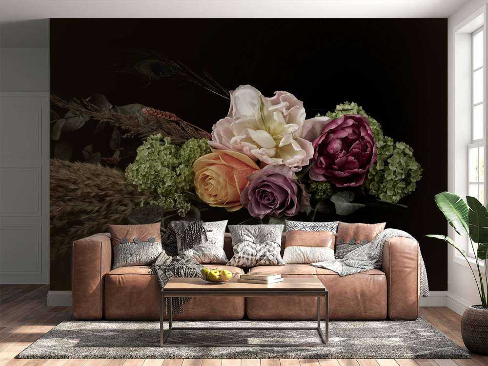 Påfågelfjäder blombukett