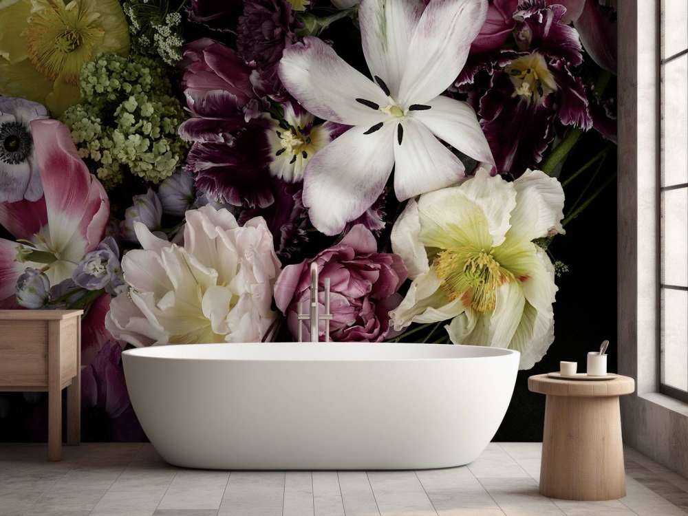 Färgglada blommor mörka