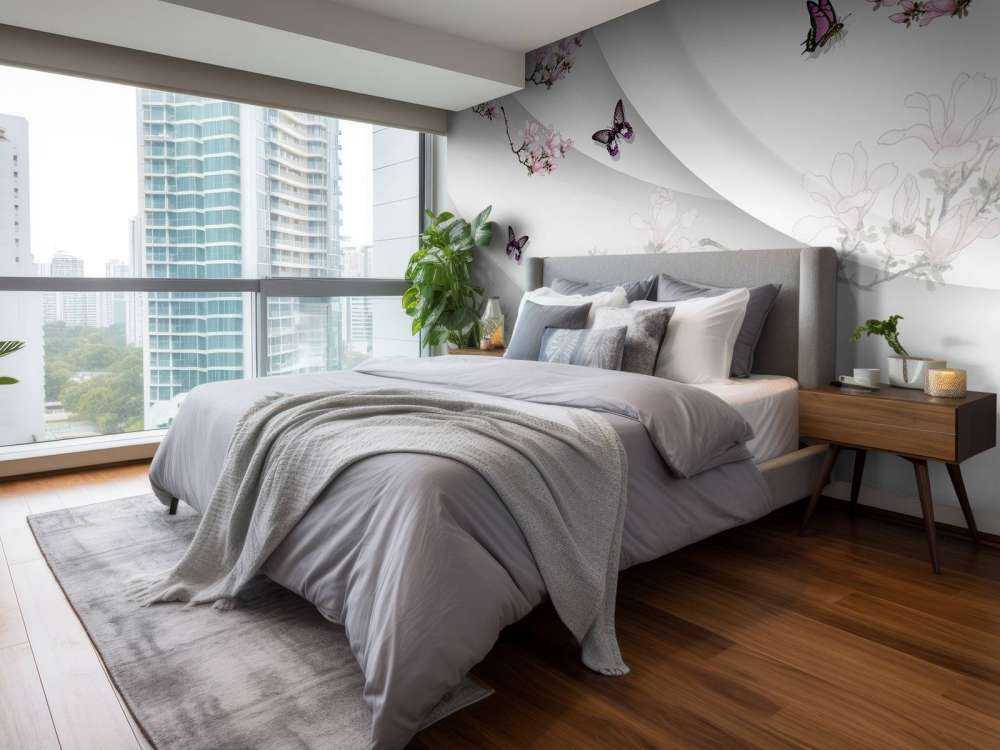 Vit 3D-bakgrund med dekorativ blomma