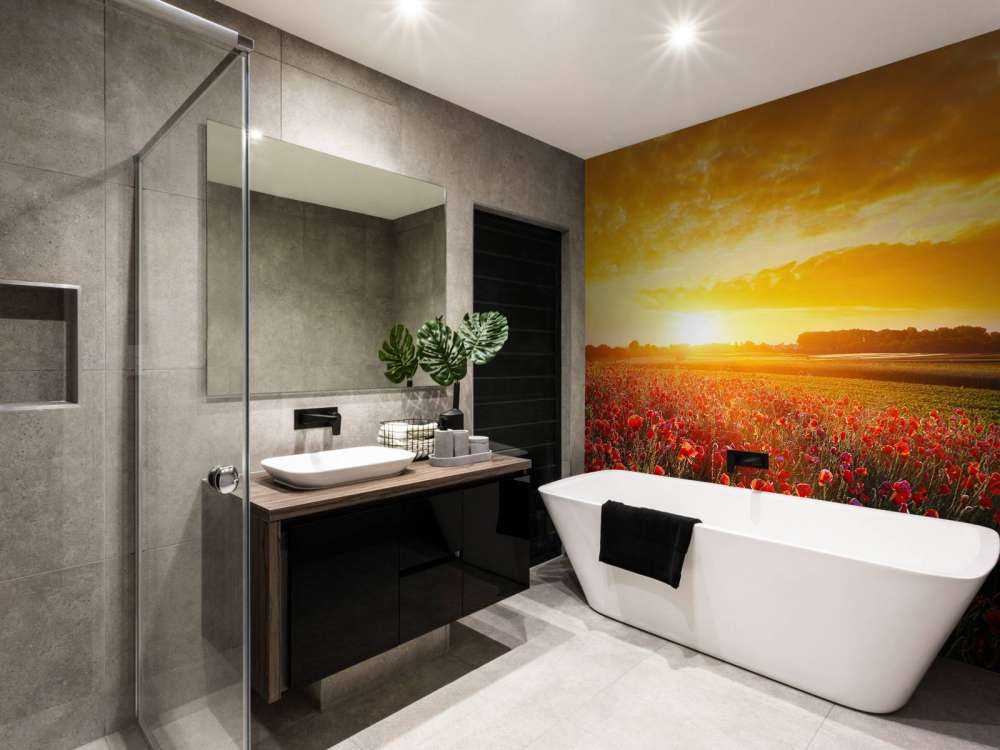 Vallmor och solnedgång