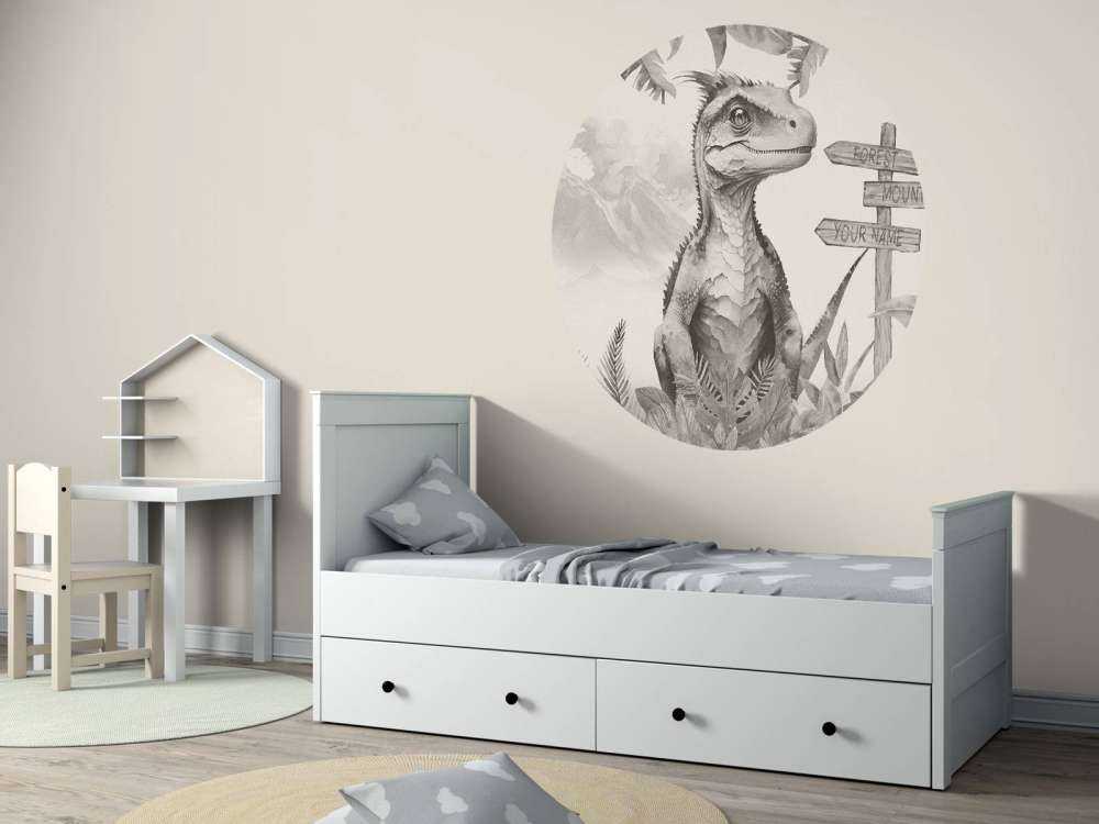 Baby velociraptor i den beige djungeln