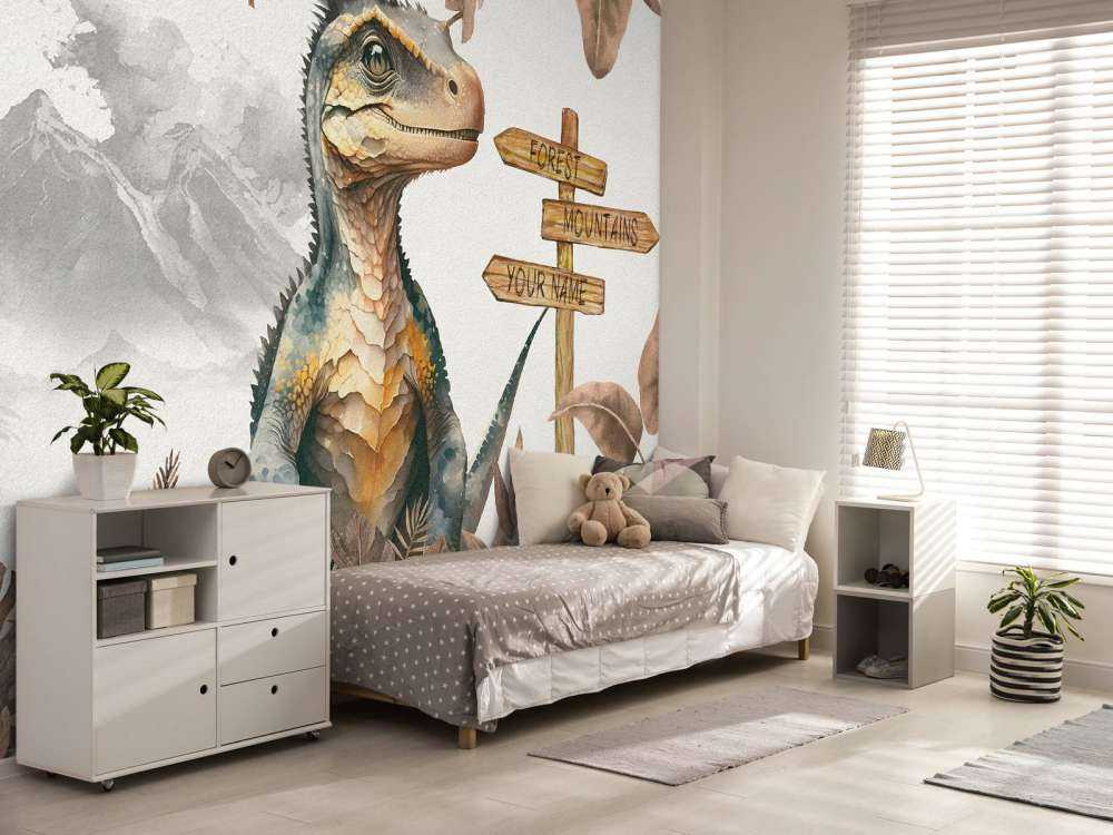 Baby velociraptor i den taupefärgade djungeln