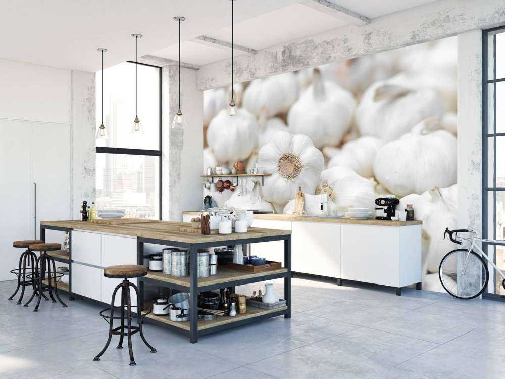 Nærbilde hvitløkspalmer