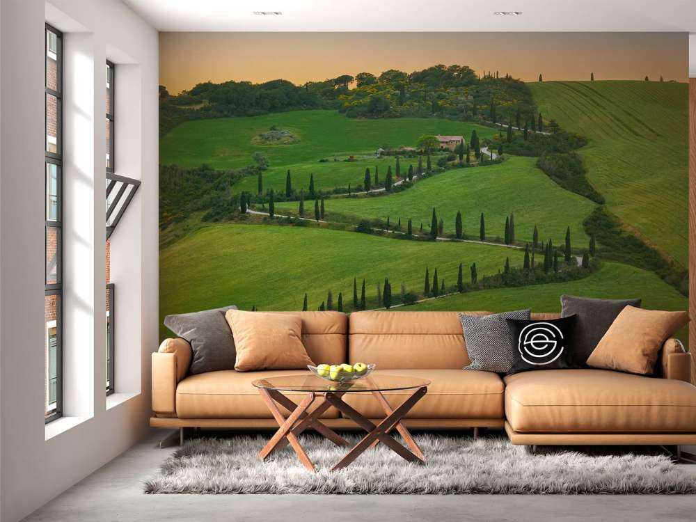 Svingete vei med sypresser