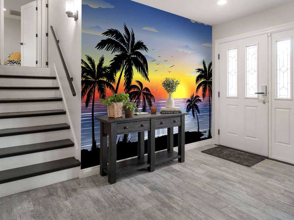 Blå, oransje solnedgang