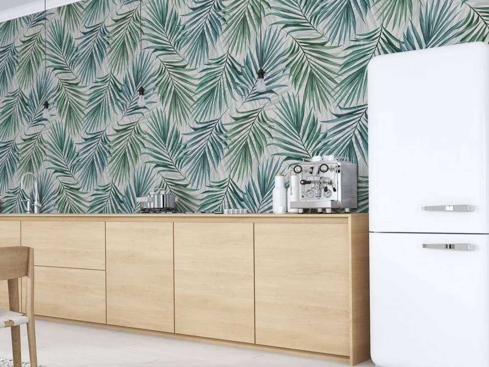 Blå og grønne palmeblader