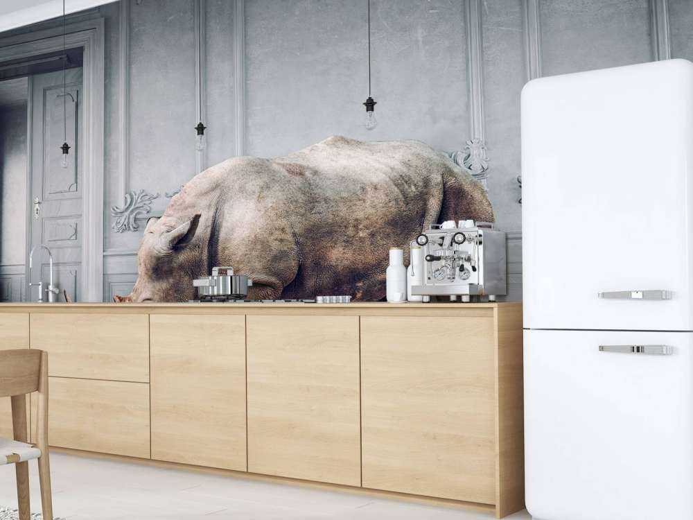 Neshorn med lampeskjerm