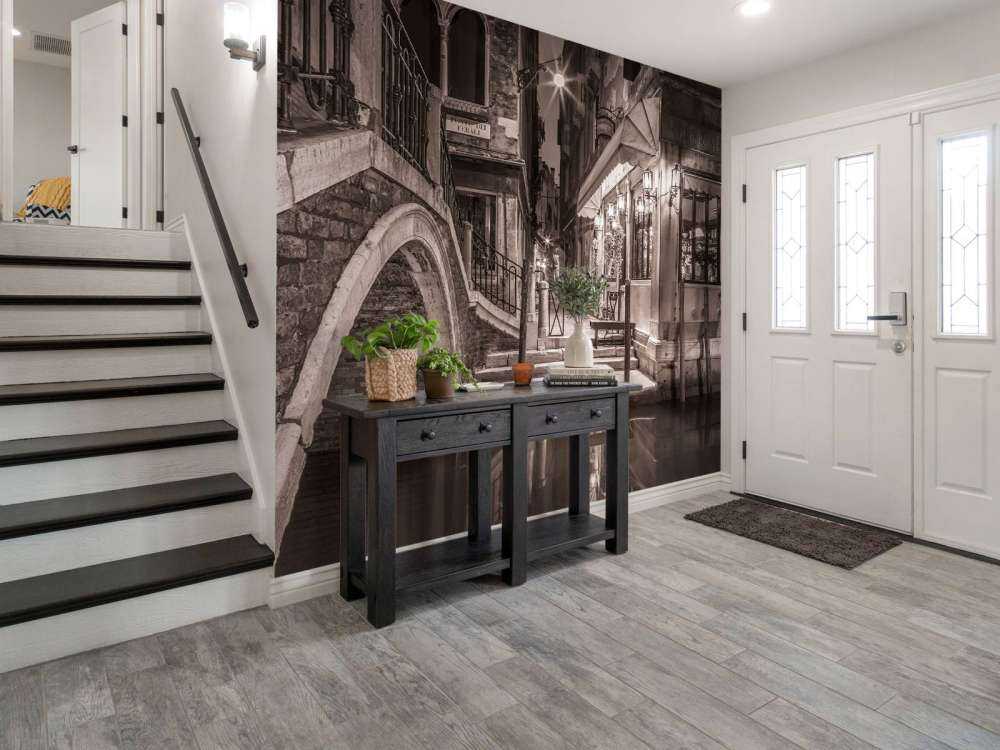Gondolas moored along the canal, Venice, Italy