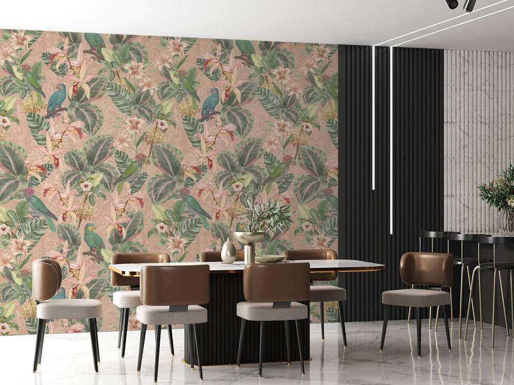 Tropiske jungelfugler og papegøyer - terrakotta