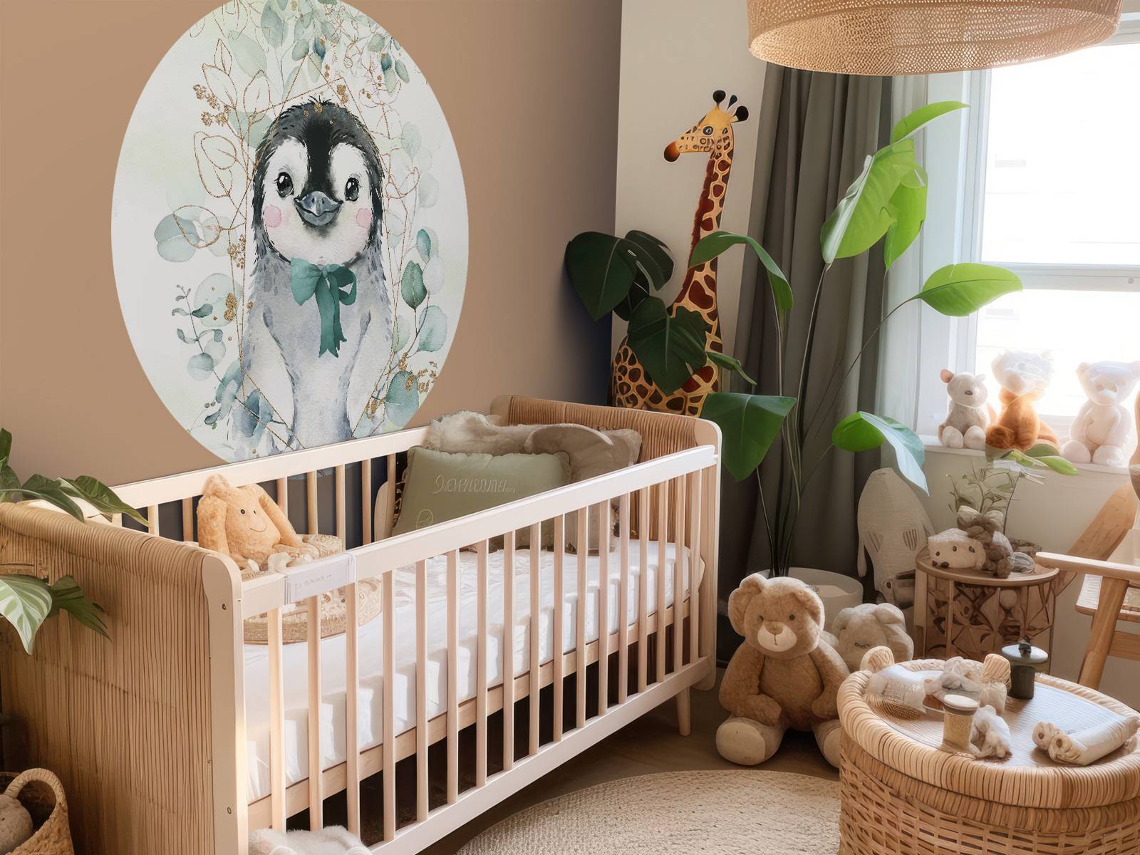 Fototapet - Liten pingvin og grønn sløyfe - Tapet.com, image size:1600x1200